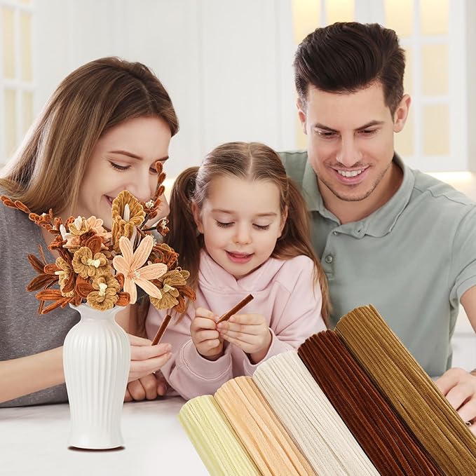 400 PCS Pipe Cleaners Bulk,5 Colors Pipe Cleaners Craft for Flowers with Floral Wires,Gardening Tape,Greeting Card,Bouquet Paper,Hot Glue Stick,Stamen & Ribbon,Ideals for DIY Holiday Deco-DeskLoop Office