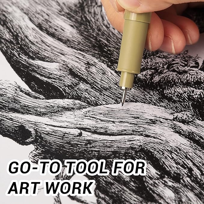 KERIFI 01 Fineliner Ink Pens, 0.25mm Black Micro Fine Point Drawing Pens Waterproof Archival Ink Multiliner Pens for Artist Illustration, Sketching, Technical Drawing, Zentangle, Scrapbooking (6 Pack)-DeskLoop Office