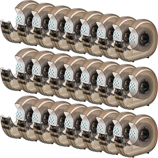 Sabary 50 Pcs Handheld Tape Dispenser Desktop Adhesive Cutter Transparent Plastic Refillable Dispenser Lightweight and Portable Manual Use Adhesive Holder for Home Packing, No Tape Included-DeskLoop Office