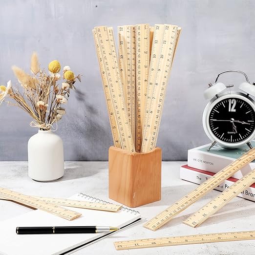 Zonon 30 Pcs 12 Inch Plastic Ruler Assorted Colors Ruler Bulk with Centimeters Millimeter and Inches Rulers First Day of School Gift for Kids School Classroom Office Supplies(Simple Color,Wood)-DeskLoop Office