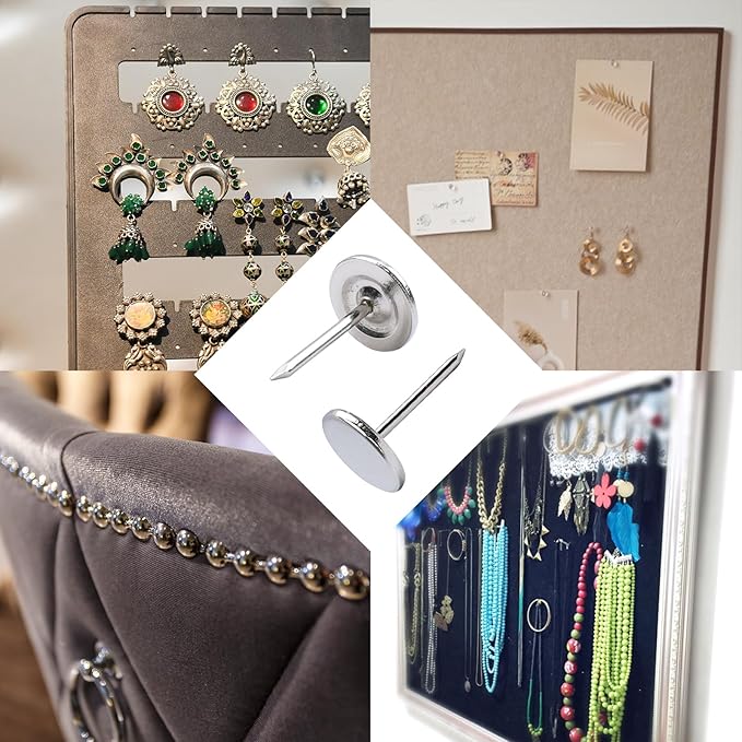 100Pcs Flat Head Upholstery Tacks Home Furniture Decor Tacks Upholstery Nails Flat Push Pins Flat Thumb Tacks Silver (16mmx20mm)-DeskLoop Office