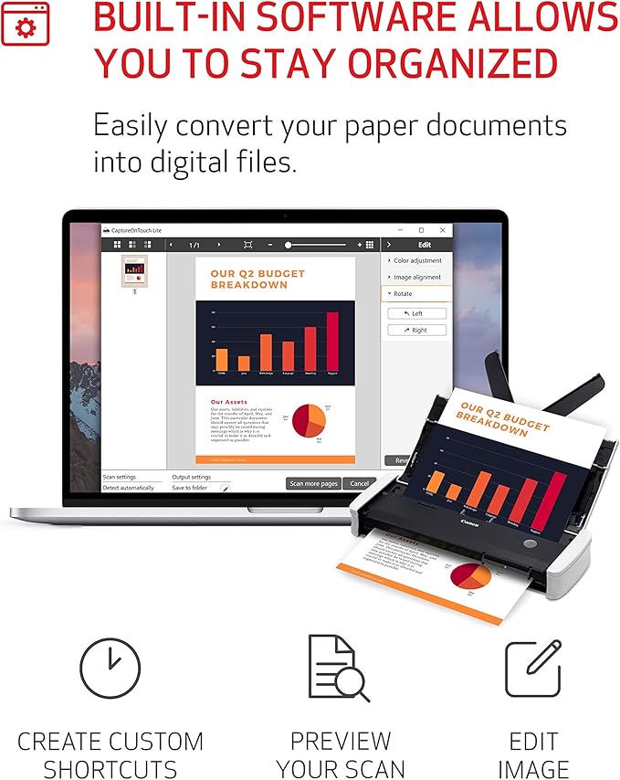 Canon imageFORMULA R10 - Portable Document Scanner, USB Powered, Duplex Scanning, Document Feeder, Easy Setup, Convenient, Perfect for Mobile Users-DeskLoop Office