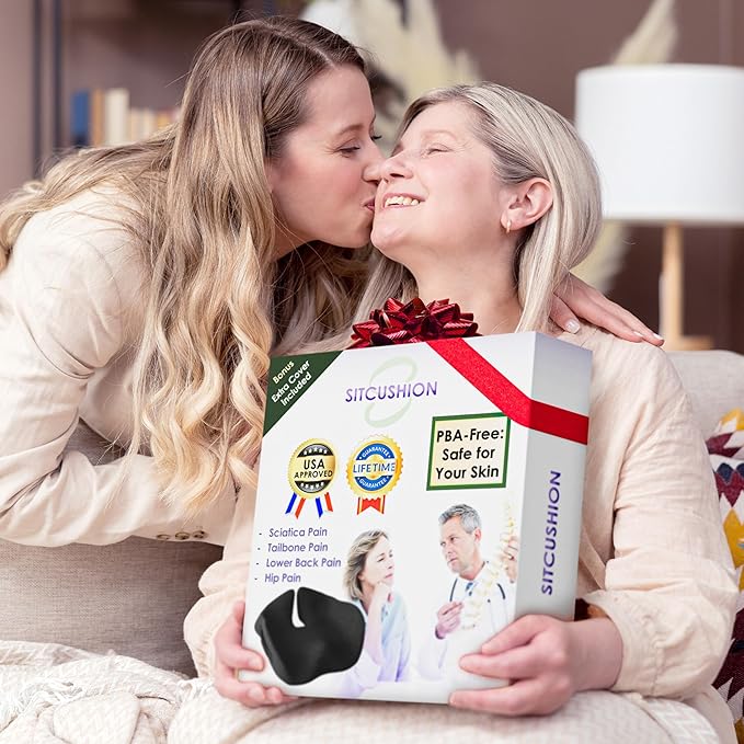 Pressure Relief Seat Cushion for Tailbone Pain – X Large Office Chair Cushion for Butt, Back Pain, Coccyx & Sciatica Pain Relief Pillow. Memory Foam Seat Cushions for Office Chairs (Original Black)-DeskLoop Office