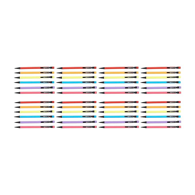 Amazon Basics Mechanical Pencils 0.7mm For Writing, Drawing, Bulk Office and School Supplies, Multicolor, 48-Pack-DeskLoop Office