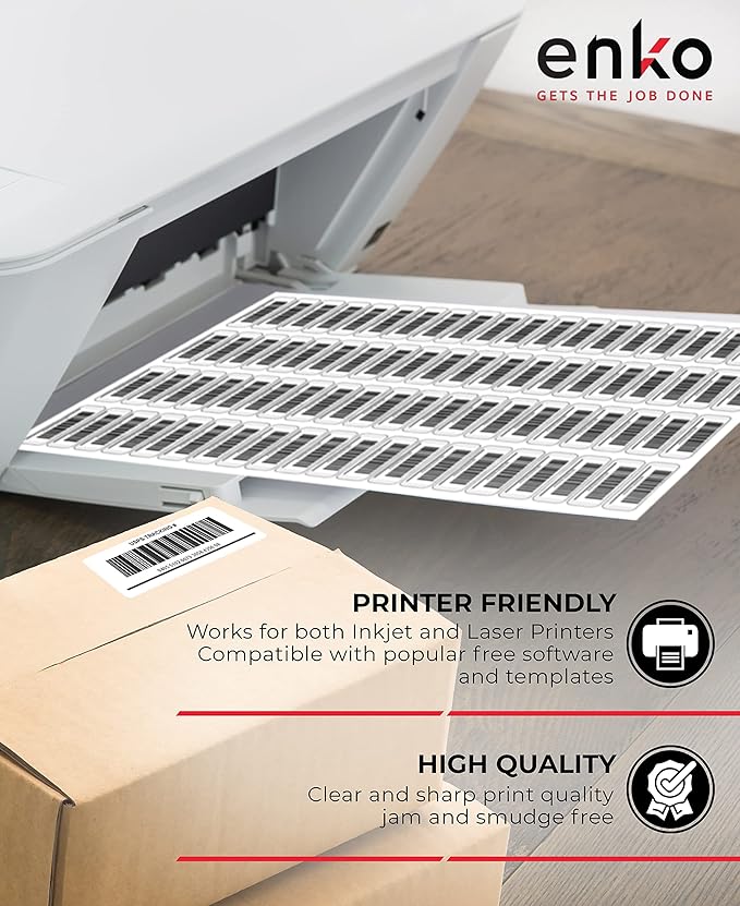 enKo - 3-1/2 x 5 Inch Label - White Blank - 4 Up Per Sheet Shipping Address Mailing Labels for Laser Inkjet Printer (900 Sheets, 3600 Labels)-DeskLoop Office