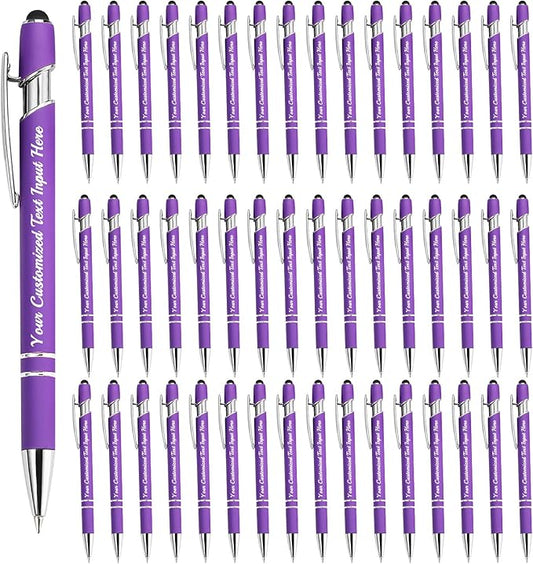 Personalized Ballpoint Pen 48pcs, Custom Pens Free Engraved Bulk with Name Logo, Soft Black Ink Stylus with Touch Metal Office, Gift for Anniversaries, Graduations, Birthdays-DeskLoop Office