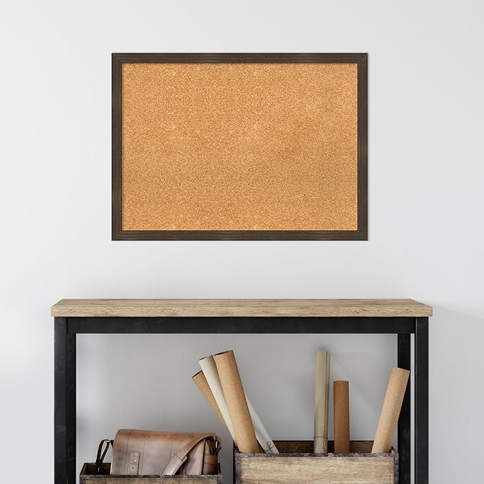 Amanti Art Natural Cork Board for Wall, 22x30 Vision Board with Brown Wood Frame, Medium Corkboard Office Decor for Home Organization, Casual Corkboard Pinboard to display items for home organization-DeskLoop Office