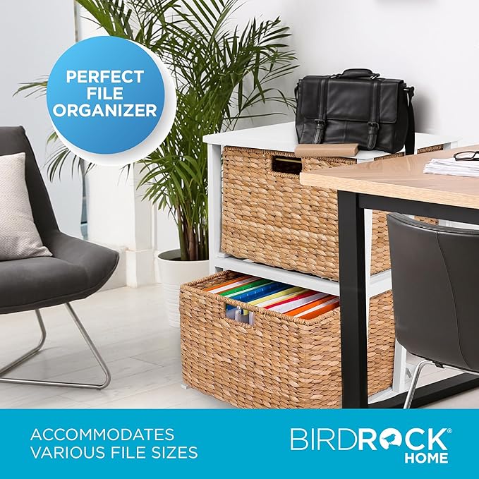 BirdRock Home Havana 2 Tiered file cubby with wood top (Natural)-DeskLoop Office