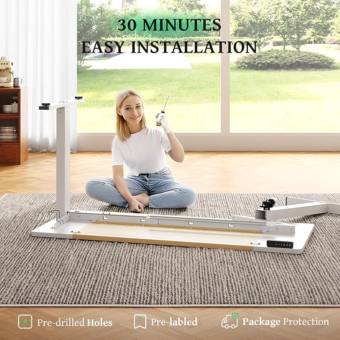 SIAGO Electric Standing Desk Adjustable - 55 x 24 Inch Sit Stand up Desk with Cable Management - 3 Memory Preset Adjustable Height Table-DeskLoop Office