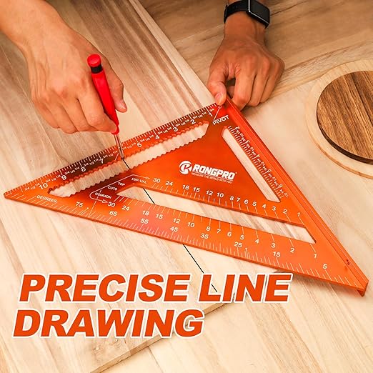 12 Inch Rafter Square, Carpenter Measuring Layout Tool, Aluminum Alloy Triangle Ruler Protractor for Woodworking and Carpentry - Imperial-DeskLoop Office