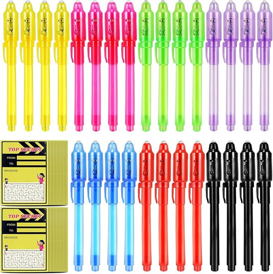 28 Pcs Invisible Ink Pens with UV light for kids, Word Search & Maze Activities Cards Included, Education & Party Favors, End of School Year Gift, Birthday,Halloween, Christmas, Goodie bag stuffers-DeskLoop Office