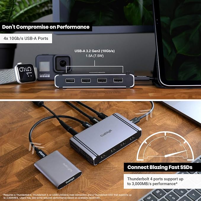 CalDigit Thunderbolt 4 Element Hub - 4X USB4 Ports, USB 3.2 Gen2 10Gb/s, Single 8K or Dual 4K Displays, 60W Charging, 0.8m Cable-DeskLoop Office