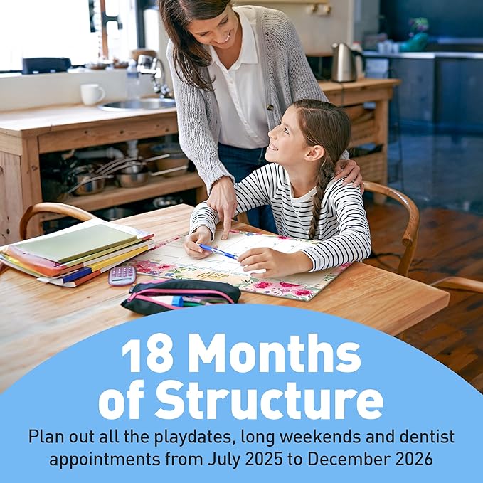 S&O Watercolor Floral Large Desk Calendar from July 2025 to Dec 2026 - Tear-Away Table Calendar 2025-2026 - Desktop Blotter - Academic Desk Planner - Desk Pad Large - 11x17in-DeskLoop Office