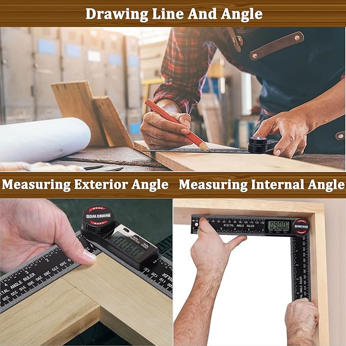 Digital Angle Finder Protractor, Angle Finder Ruler with 7inch/200mm, Angle Measuring Tool for Woodworking/Carpenter/Construction/DIY Measurement(2 Batteries Included) (Enhanced ABS)-DeskLoop Office