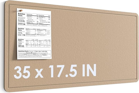 MaxGear Bulletin Board 35" x 17.5", Foldable Small Felt Board Vision Board Supplies, Cork Board for Office, Home, School, Pin Boards for Walls Decorative Picture Framed Display Board Beige Brown-DeskLoop Office