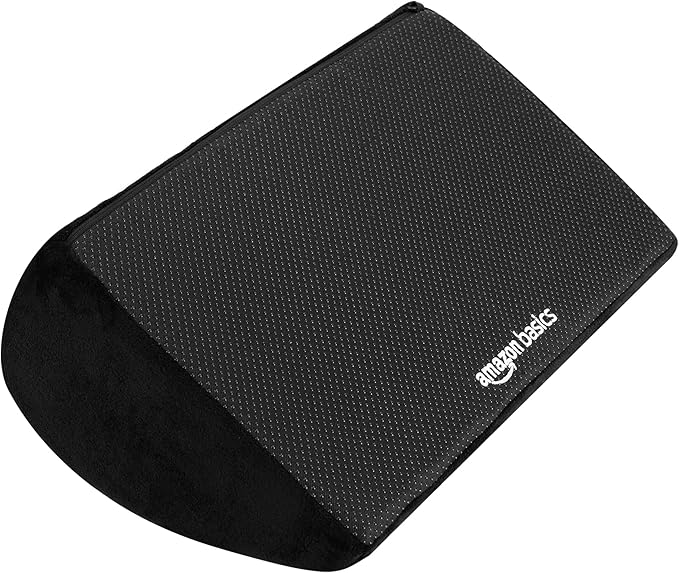 Amazon Basics Foam Foot Rest for Under Desk at Work with Washable Cover, Comfortable Stool for Home and Office, 5.1 x 10.2 x 17.3 in, Black