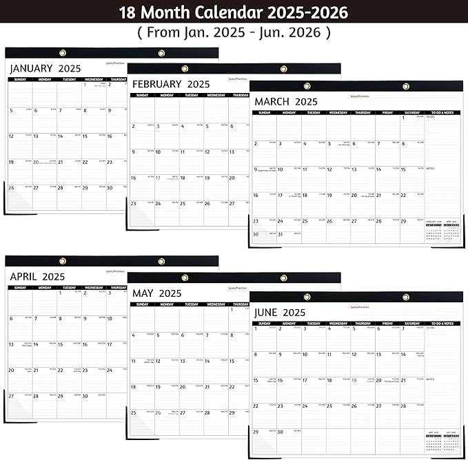 2025-2026 Desk Calendar ā Jan 2025 ā Jun 2026, 18 Monthly Calendar 2025-2026, Large Desk Calendar, 22'' x 17'', 2025 Desk/Wall Calendar with Desk Pad, To-do Lists, Ruled Blocks, Corner Protectors