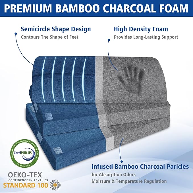 XXL(20in) Foot Rest for Under Desk at Work with 3 Adjustable Heights, Foot Stool with Bamboo Charcoal Foam, Feet Warm Pocket Footrest for Office Gaming Chair, for Leg Support -Blue-DeskLoop Office