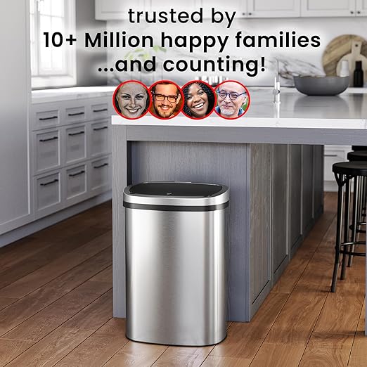 iTouchless Push-Top Lid 13 Gallon Trash Can with Odor Control System – Stainless Steel Garbage Bin, Press-Top Soft-Close Spring Lid, Fingerprint-Resistant for Home Office, Kitchen, Restroom, Business-DeskLoop Office