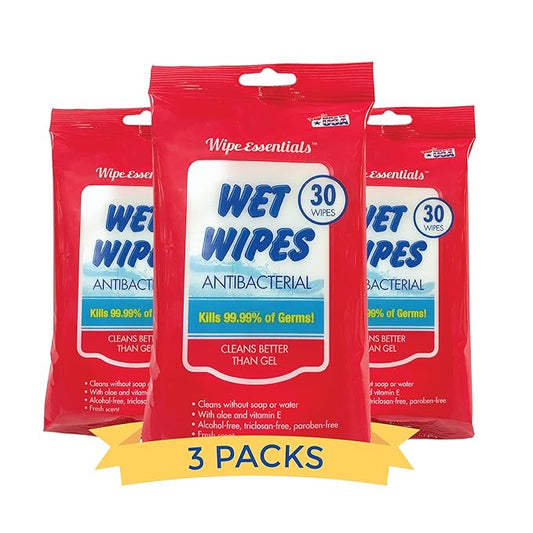 WipeEssentials Hand Sanitizer Wipes, Hand Wipes for Adults and Kids - 90 wipes - 3 Packs of 30ct Hand Sanitizing Wipes, Travel Essentials-DeskLoop Office