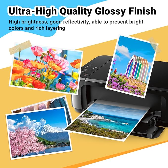 TECKWRAP Glossy Photo Paper 8.5" x 11", Inkjet Photo Paper 260gsm/69lb, Works with Inkjet Printer, Instant Dry, 20 Sheets, Professional Standard-DeskLoop Office