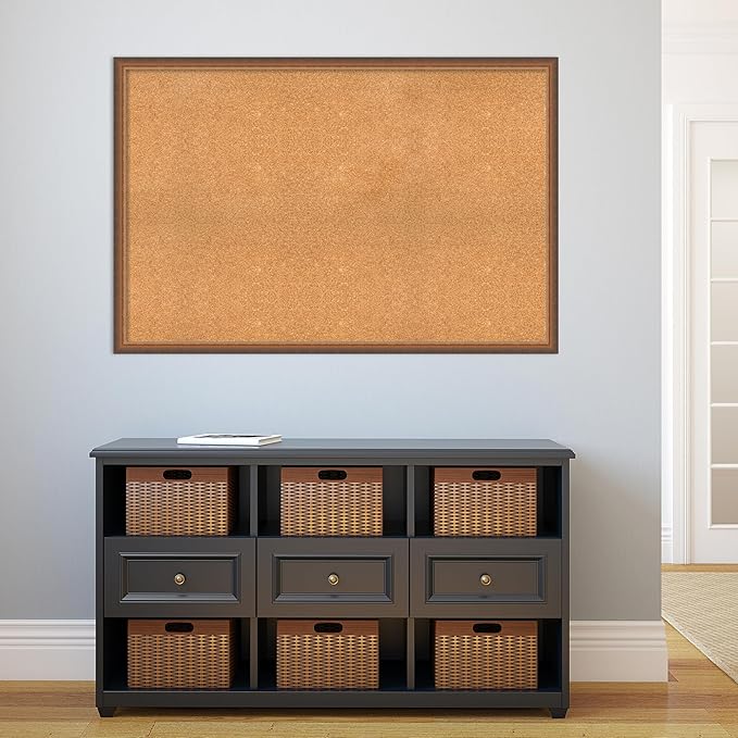 Amanti Art Natural Cork Board for Wall, 32x48 Vision Board with Bronze Frame, Oversize Corkboard Office Decor for Home Organization, Modern Corkboard Pinboard to Display Items for Home Organization-DeskLoop Office