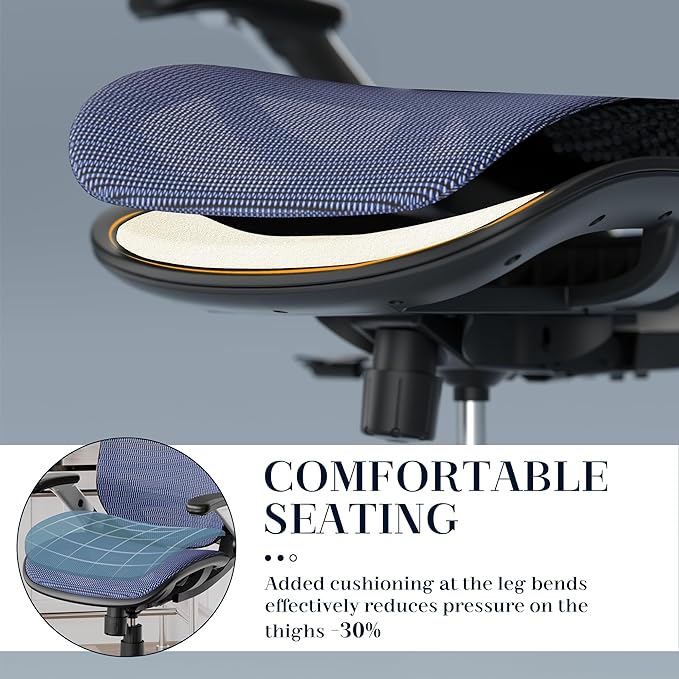 GABRYLLY Ergonomic Office Chair, High Back Mesh Desk Chair with Adjustable Headrest, Flip-Up Arms, 90-120° Tilt Lock, Lumbar Support and Comfy Seat, Swivel Computer Task Chair, Blue-DeskLoop Office