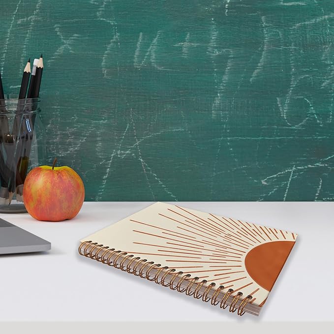 VNWEK Abstract Boho Terracotta Sun Sunrise Sunset Sunshine Sunray Spiral Notebook Journal 5.5 x 8.3 inches,Boho Lined Hardcover Spiral Notebook,Boho Gifts for Women Teen Girls Teens-DeskLoop Office