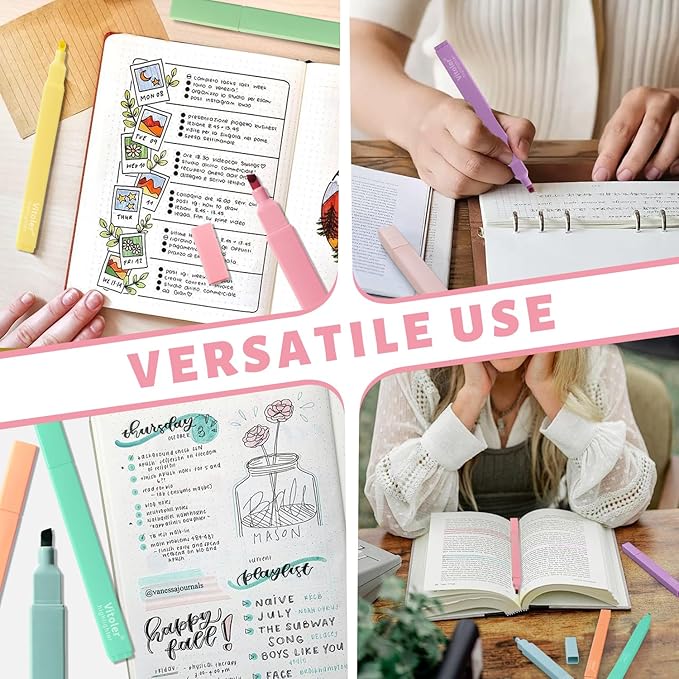 Bible Highlighters,Aesthetic Cute Highlighters Bulk,8pcs Colorful Highlighter Markers No Bleed for Office School Supplies-DeskLoop Office