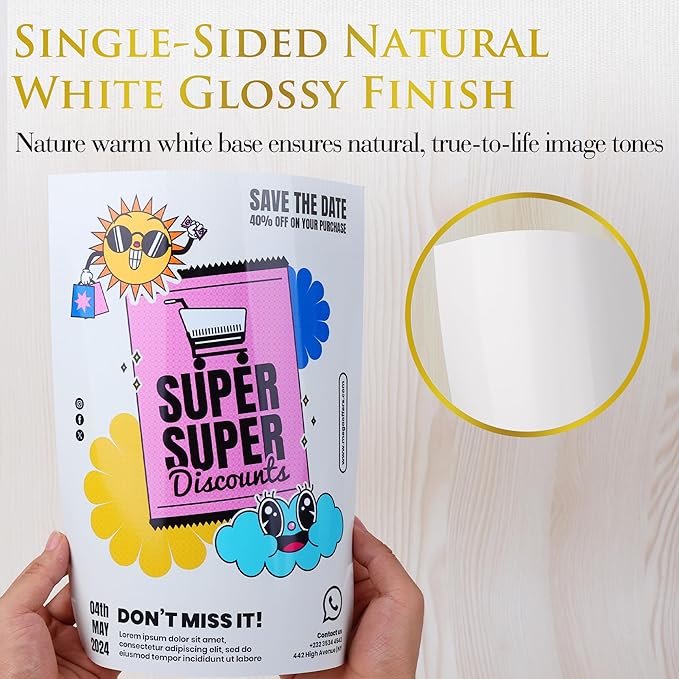 A-SUB Inkjet Glossy Photo Paper 13X19 Inches 48lb 180gsm Professional Glossy Photographic Paper for Inkjet Printers Dye Ink 100 Sheets-DeskLoop Office