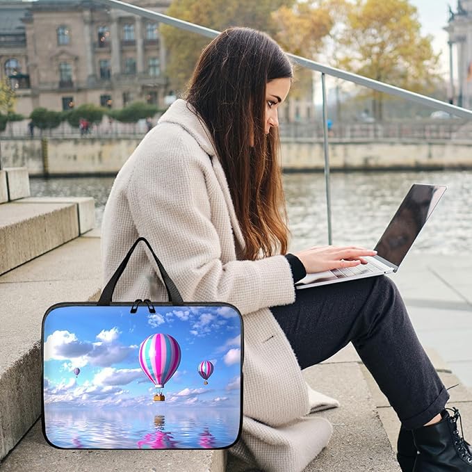 Laptop Sleeve Case Bag 15 inch, Hot Air Balloon Slim Carrying Case Durable Handbag Travel Laptop Bag for 15 inch MacBook Air M3/M2/15 Pro/Surface Laptop 7/6/5/4/3/ Dell XPS 15 Plus