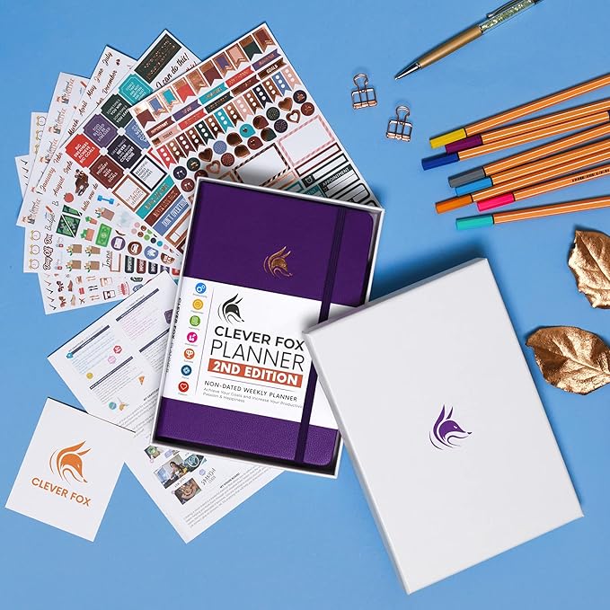 Clever Fox Planner 2nd Edition – Colorful Weekly & Monthly Goal Planner, Time Management & Productivity Organizer, Undated, A5 (Purple)-DeskLoop Office