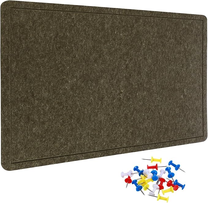 YOKIVE Felt Bulletin Board, 48 x 36 -Inch Foldable Decorative Pin Board Self Adhesive Felt Cork Board with 20 Pushpins, Great for Wall, Photo Display, Paste Note, Schedule(Olive)-DeskLoop Office