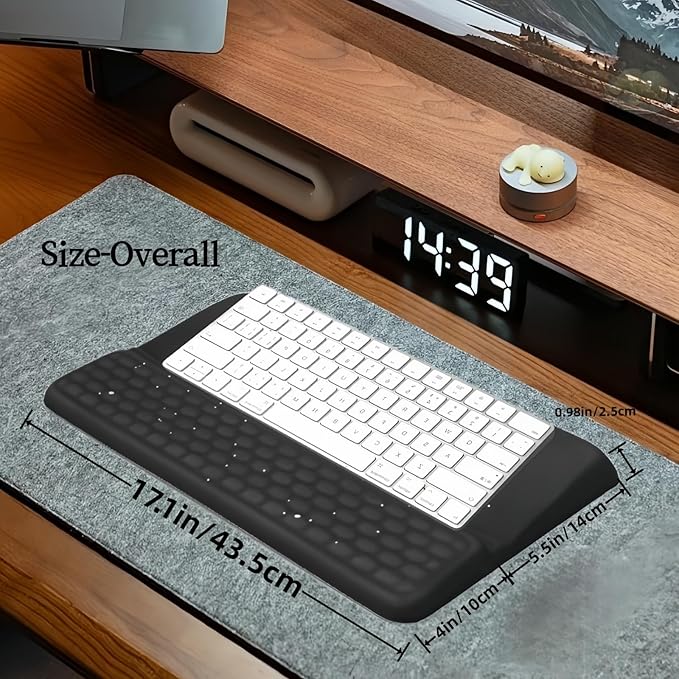 Ergonomic one-Piece Computer Keyboard Stand with Wrist Rest for Desktop Offers Two Support Angles. Silky Lycra Surface and Memory Foam Comfortable Hand Support (Black Star)-DeskLoop Office
