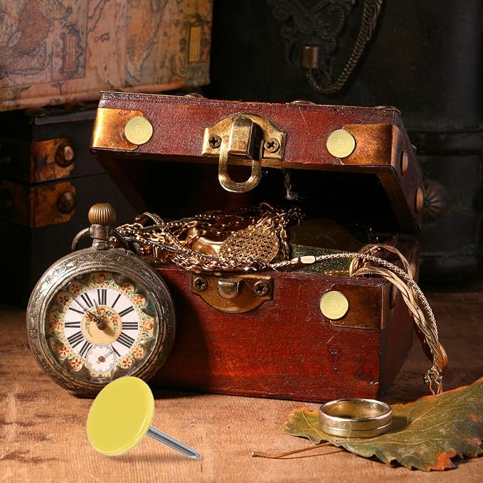 uxcell 60Pcs Upholstery Tacks, 11mmx17mm Flat Head Thumb Tack Decorative Furniture Nails Push Pins for Furniture Sofa Headboards, Yellow-DeskLoop Office