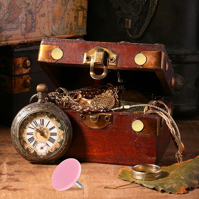 uxcell 60Pcs Upholstery Tacks, 11mmx10mm Flat Head Thumb Tack Decorative Furniture Nails Push Pins for Furniture Sofa Headboards, Pink-DeskLoop Office