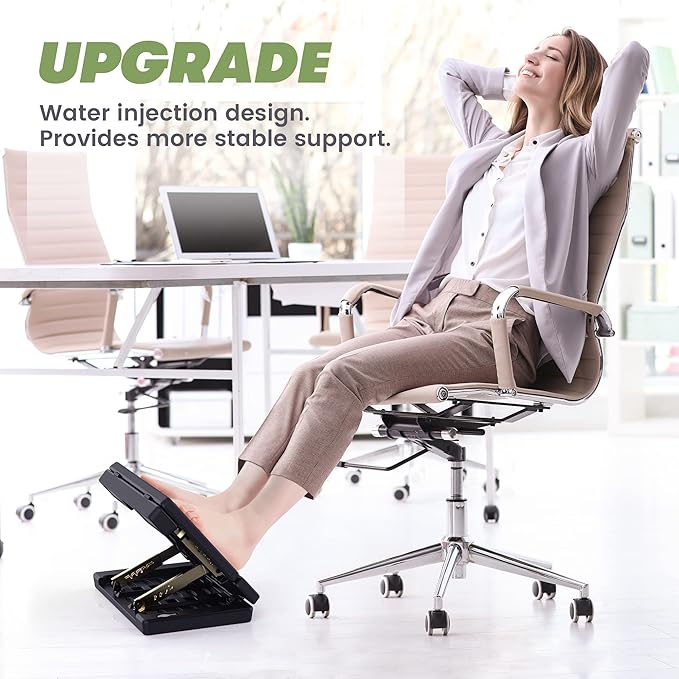 Foot Rest Under Desk, Height Adjustable Footrest with Massage Roller and Soft Pad, Foldable Ergonomic Foot Rest for Car, Underdesk, Home, Train(Black)-DeskLoop Office