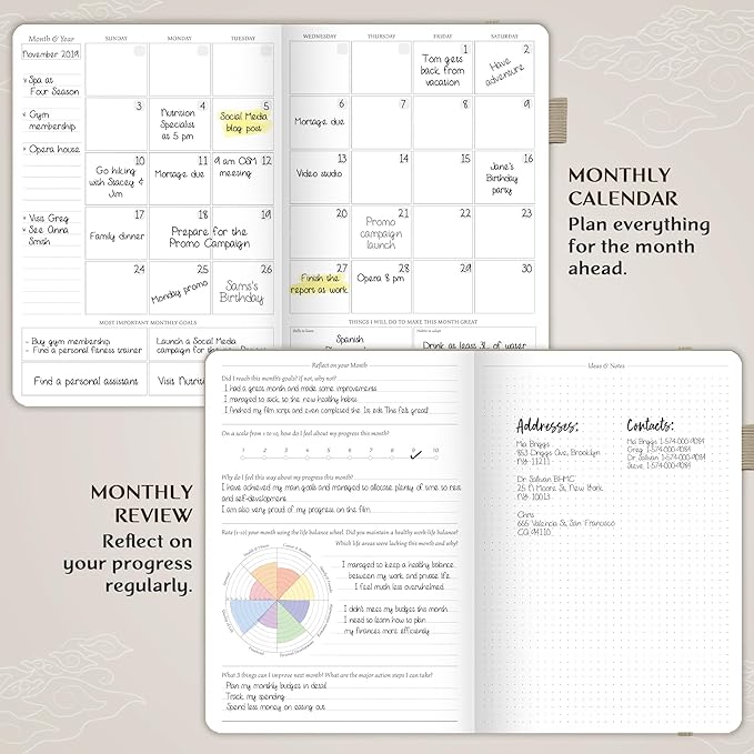 Legend Planner PRO – Deluxe Weekly & Monthly Life Planner to Increase Productivity and Hit Your Goals. Time Management Organizer Notebook – Undated – 7 x 10" Hardcover + Stickers – Seashell-DeskLoop Office