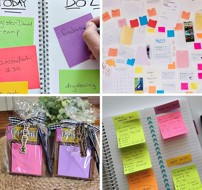 (6 Pack) Sticky Notes Pads,600 Super Adhesive Sticky Notes,3 x 3 Self Sticky Pads,600 Sheets Bulk Notepads,6 Colors Notes Post,Bright Colors Sticky Notepads Easy to Post for Office,Home,School-DeskLoop Office
