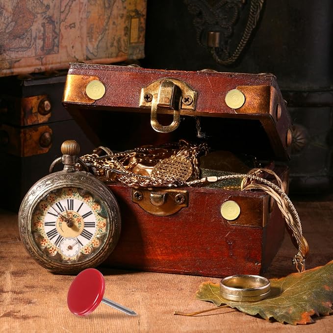 uxcell 150Pcs Upholstery Tacks, 11mmx17mm Flat Head Thumb Tack Decorative Furniture Nails Push Pins for Furniture Sofa Headboards, Red-DeskLoop Office