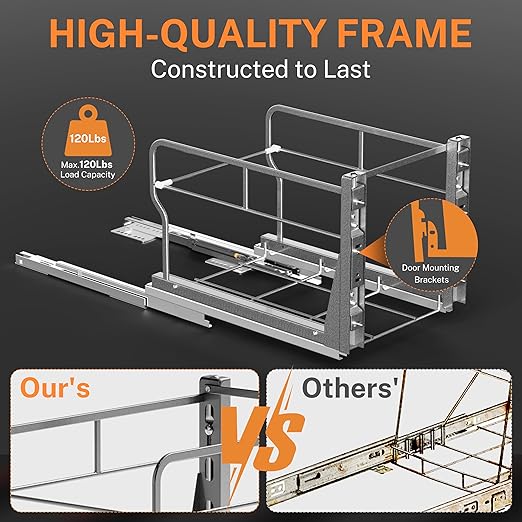 YJHome Pull Out Trash Can Under Cabinet with Soft-Close Slides, Garbage Can Not Included, Cabinet Trash Can Pull Out Kit with Door Mounting Kit, Requires Minimum Cabinets Opening 17" W X 24" D-DeskLoop Office