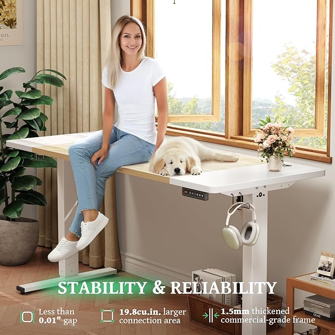 SIAGO Electric Standing Desk Adjustable - 55 x 24 Inch Sit Stand up Desk with Cable Management - 3 Memory Preset Adjustable Height Table-DeskLoop Office