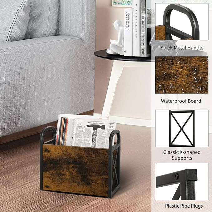 YINMIT Magazine Holder, Magazine Rack Floor, Magazine Storage Basket, Folder Organizer Bin for Books, Newspapers, Tablets-DeskLoop Office