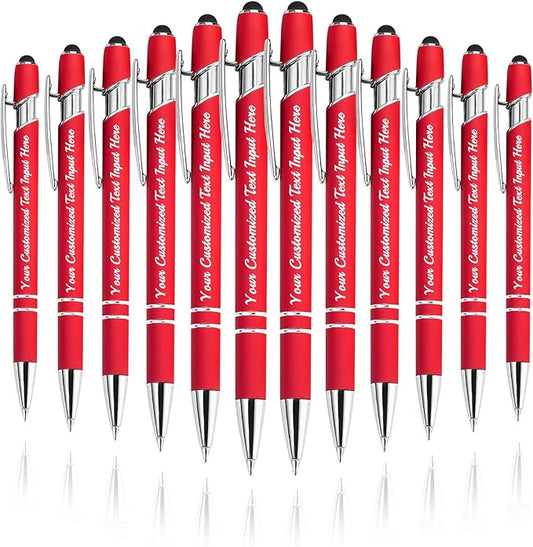 Personalized Ballpoint Pen 12pcs, Custom Pens Free Engraved Bulk with Name Logo, Soft Black Ink Stylus with Touch Metal Office, Gift for Anniversaries, Graduations, Birthdays-DeskLoop Office