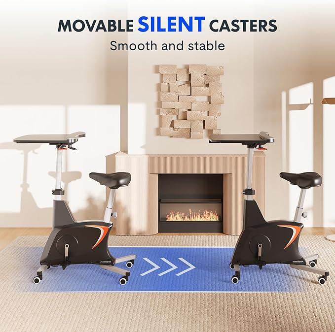 FLEXISPOT Small Standing Desk Adjustable Height Movable Rolling Desks for Teachers Laptop Desks Workstation with Integrated Pedal Exerciser Wide Seat, Desk for Home Office Corner Small Space, Black-DeskLoop Office