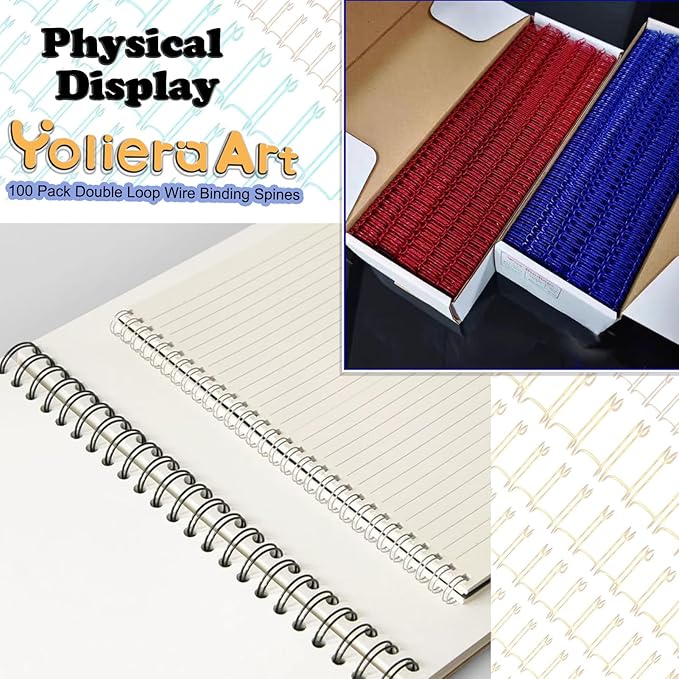 100 Pack Double Loop Wire Binding Spines, YolieraArt Wire Binding Spines, 5/8 Inch Binding Wire for Letter Size (140 Sheet Capacity, 100P, 3:1 Pitch, Red)-DeskLoop Office