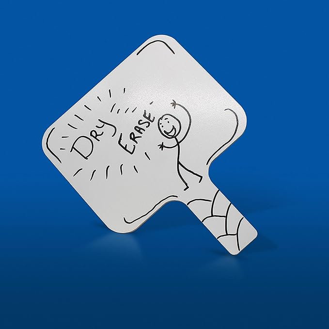 Flipside Products Rectangular Dry Erase Answer Paddles w/Black Dry Erase Marker and Erasers, Auction, Handheld Whiteboard, Handle Response Board, 72 Pieces, Set of 24-DeskLoop Office