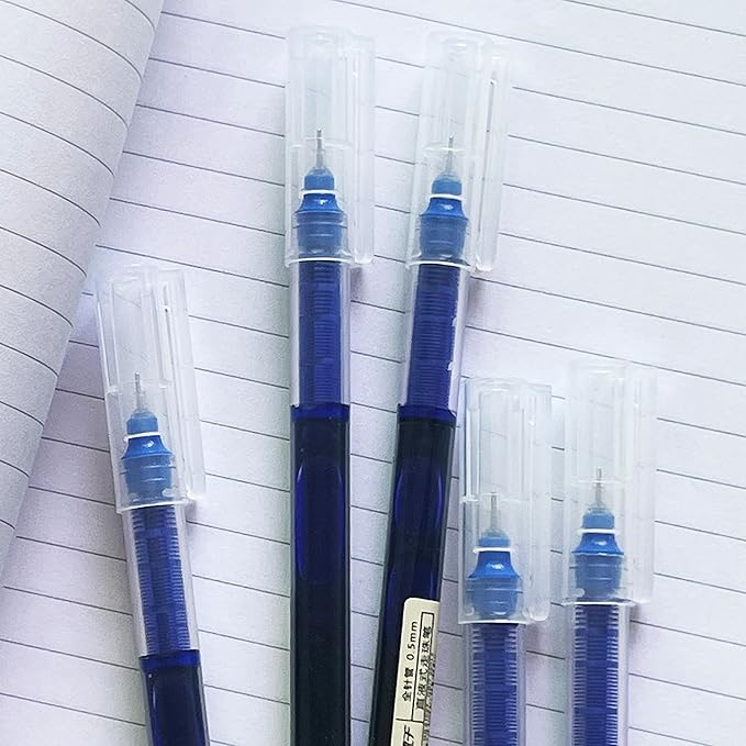 sencoo 5 pack Extra Fine Point Pens Liquid Ink Pen Rolling Roller ball Quick-drying Ink for Home Office School (Blue)