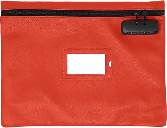 Red Notary Bag with Lock | 14x11 inch | Zipper Document Bag | Locking Case for Notary Kit, Stamp, Embosser, Ink Pad, and Valuables-DeskLoop Office