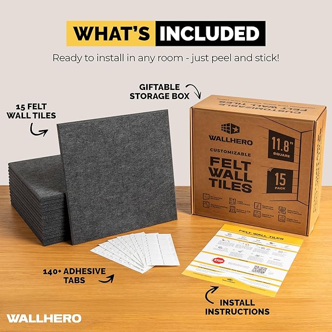 Cork Boards for Office, Dart Board Wall Protector, 59"x36" | 15 Pack | Black Bulletin Board, Cork Board, Cork Board Squares, Homasote Board, Bulletin Board Tiles (Gray Black)-DeskLoop Office